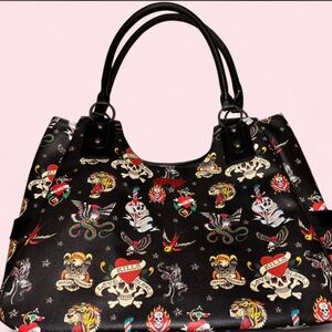Black Tattoo-Print Tote Bag - Women
